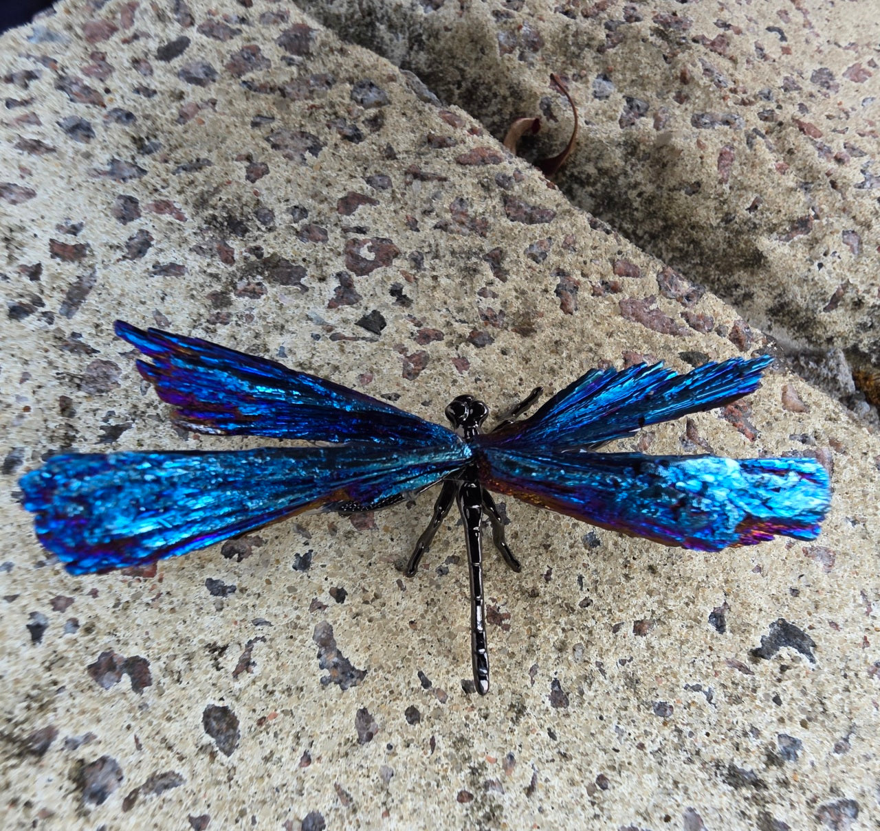Natural Cryatal Colourful Blue Black Stone Dragonfly