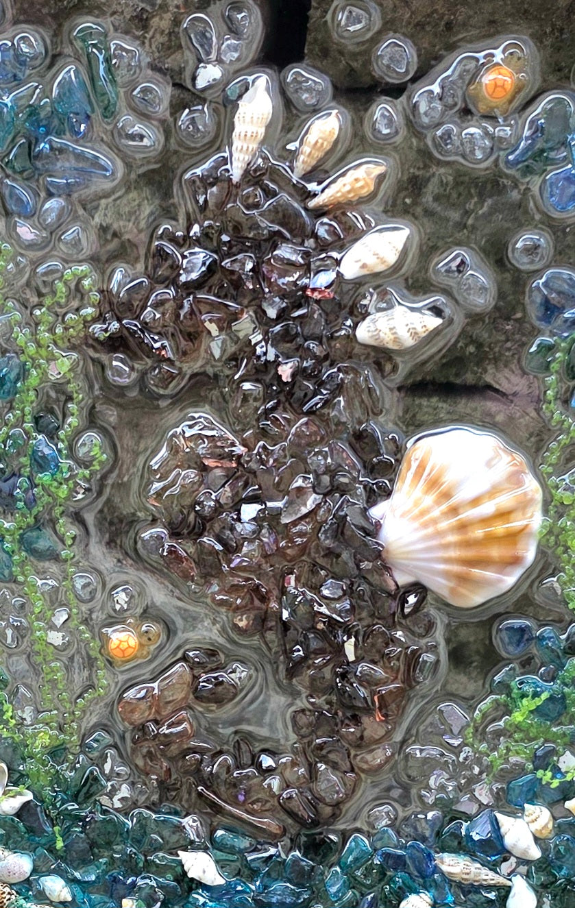 Unique Handmade Resin and Glass Seahorse