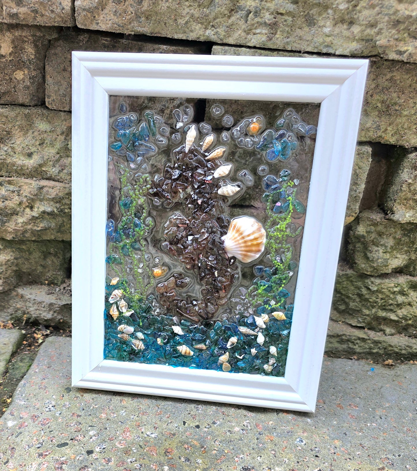 Unique Handmade Resin and Glass Seahorse
