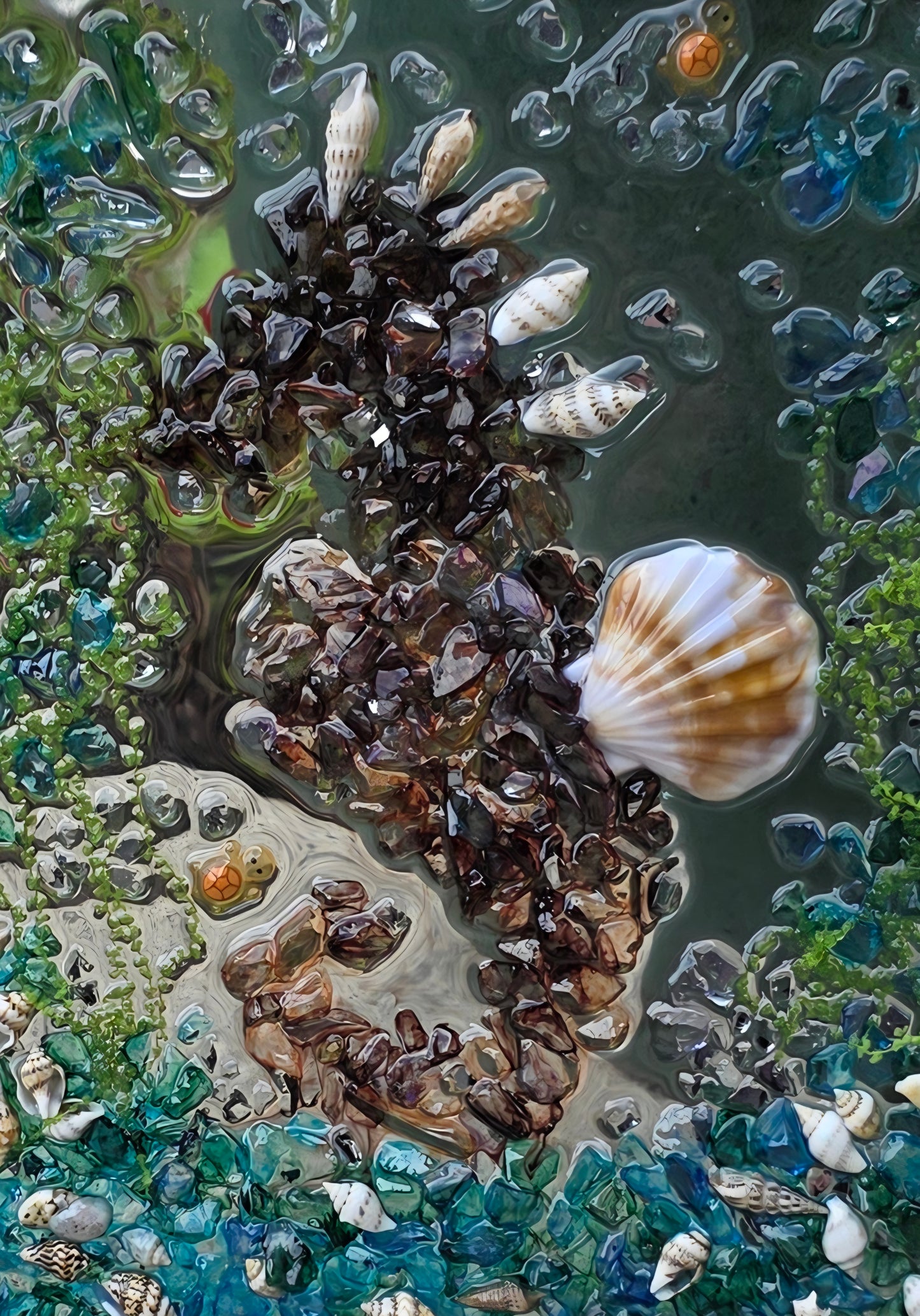 Unique Handmade Resin and Glass Seahorse
