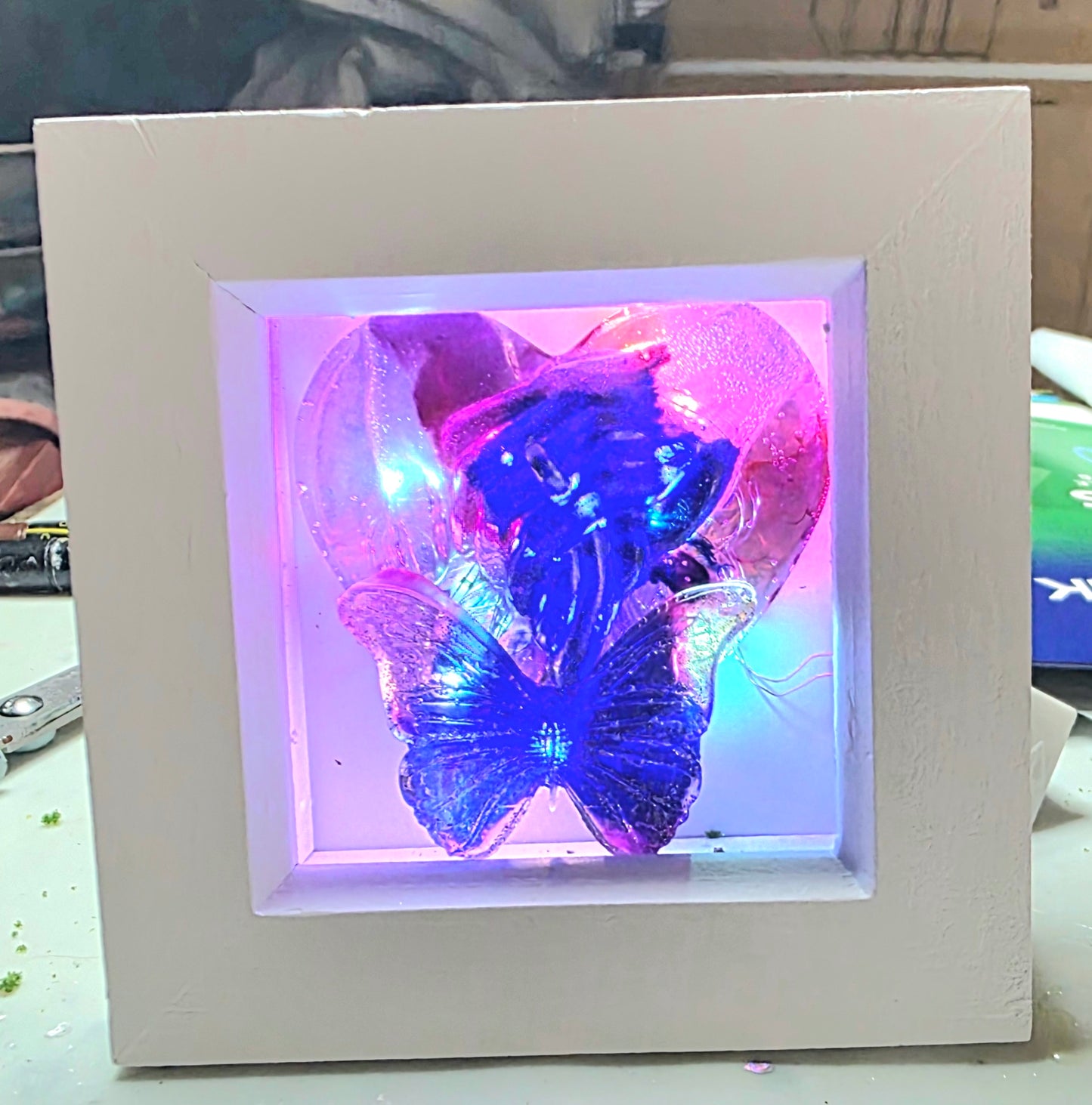Handmade White 3D Box Shadow Frame - The Vow
