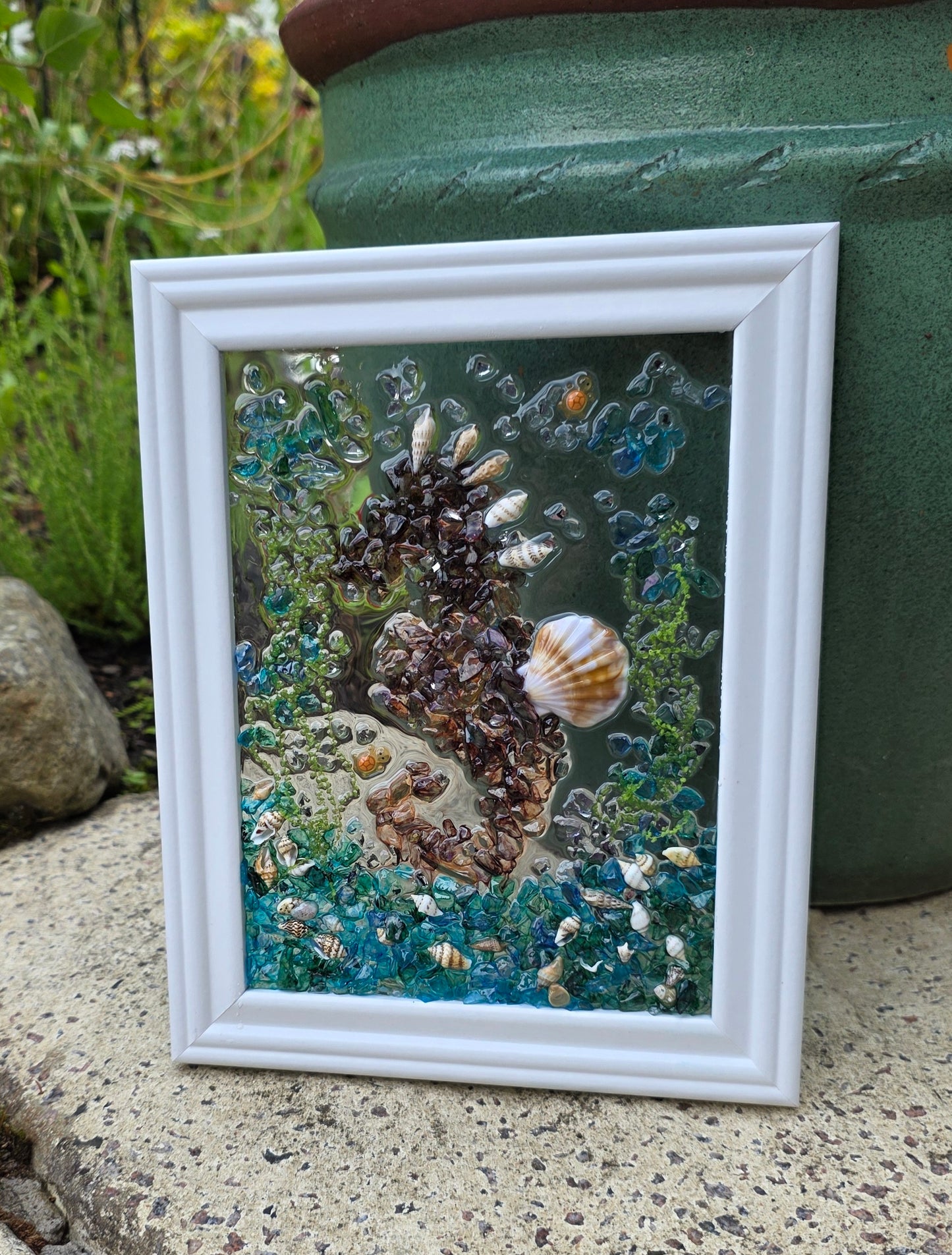 Unique Handmade Resin and Glass Seahorse