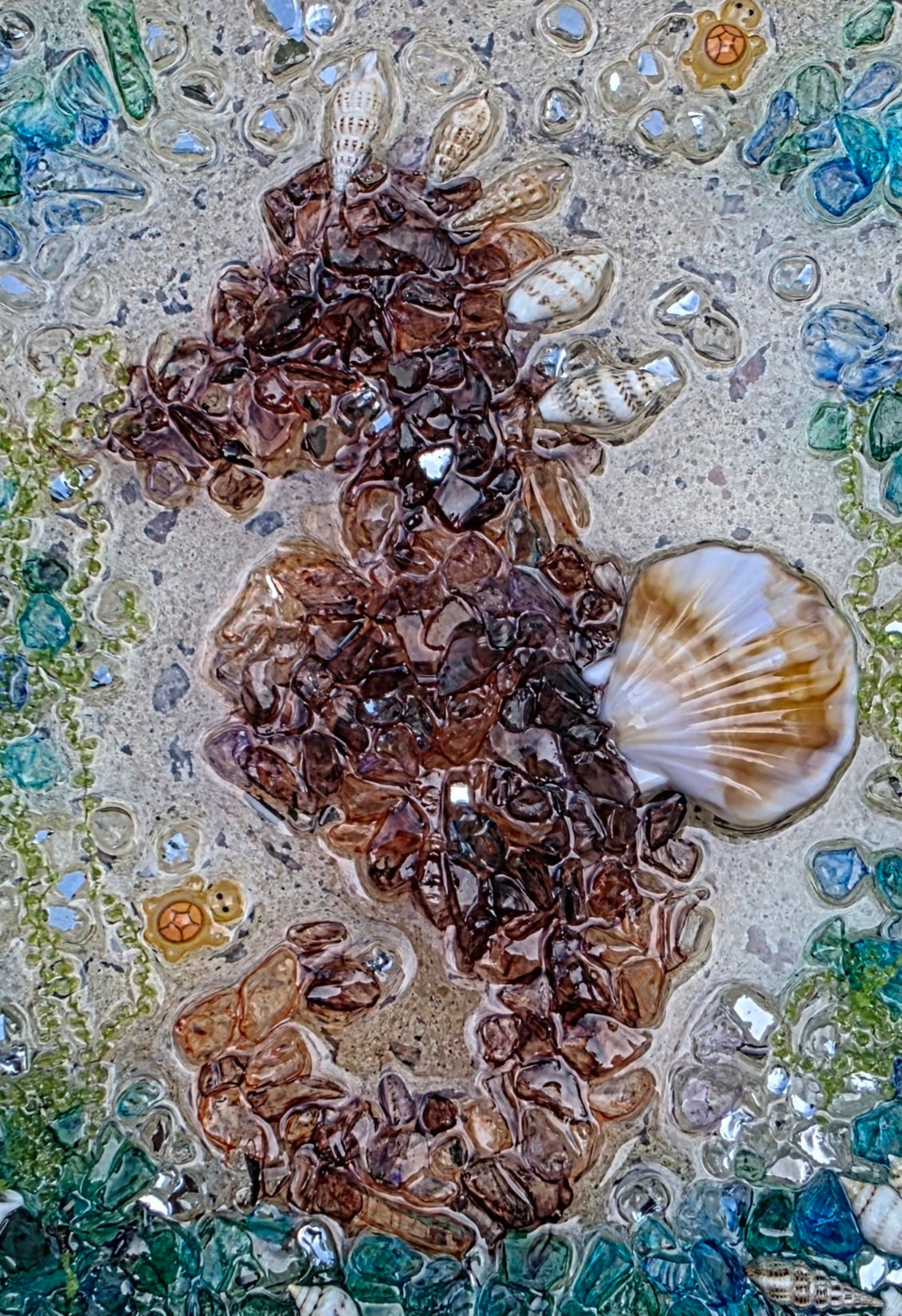 Unique Handmade Resin and Glass Seahorse