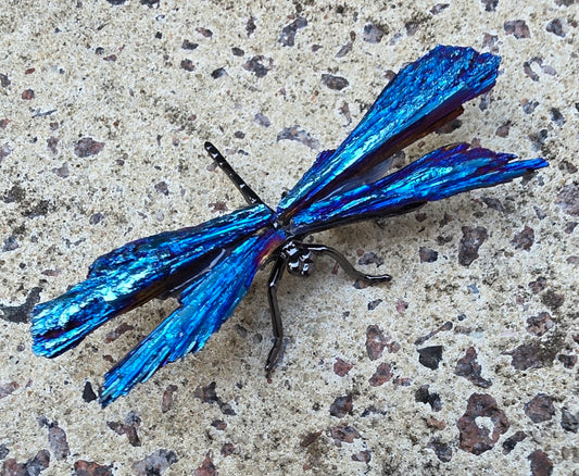 Natural Cryatal Colourful Blue Black Stone Dragonfly