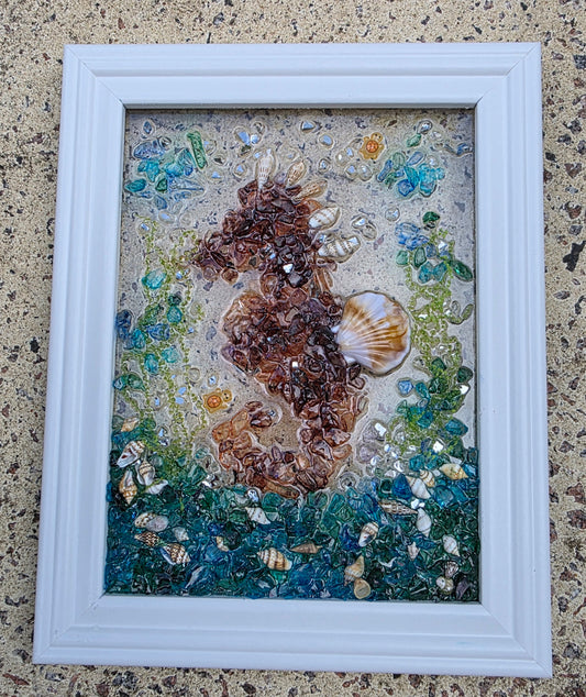 Unique Handmade Resin and Glass Seahorse